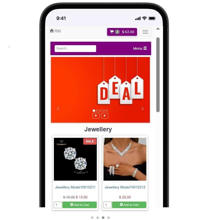 online store deals in mobile view